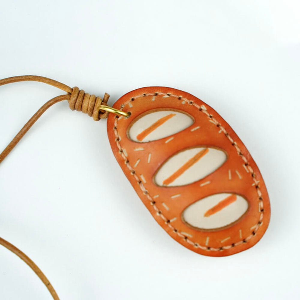 Cute Bread Leather Keychain Charm – Babylon Leather - Babylon LeatherBabylon LeatherLL45-Brown