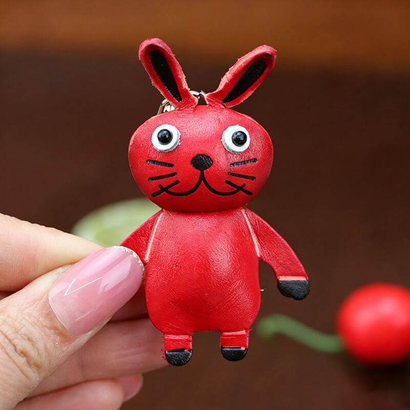 Cute Bunny Leather Bag Charm – Babylon Leather - Babylon LeatherBabylon LeatherLLZ55-Red