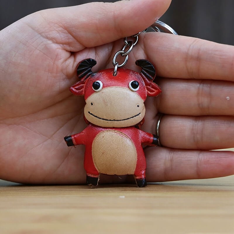 Cute Calf Leather Bag Charm – Babylon Leather - Babylon LeatherBabylon LeatherLLZ56-Red