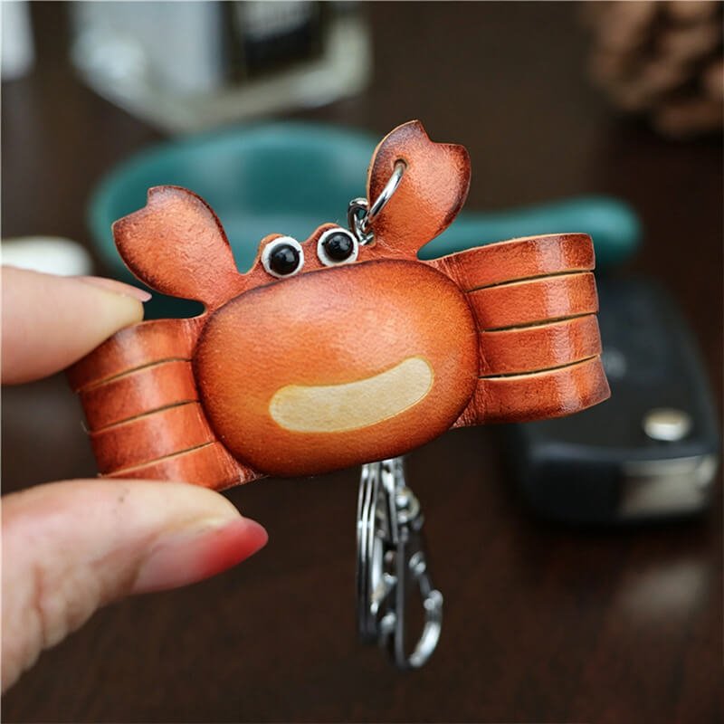 Cute Crab Leather Bag Charm – Babylon Leather - Babylon LeatherBabylon LeatherLLZ103-Brown