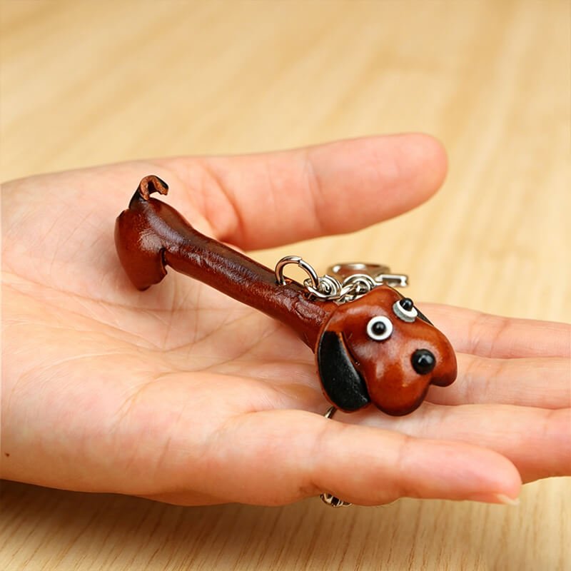 Cute Dog Leather Bag Charm – Babylon Leather - Babylon LeatherBabylon LeatherLLZ21-Brown