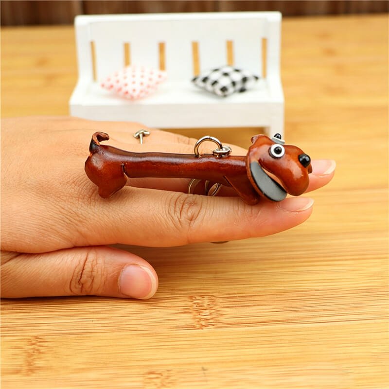 Cute Dog Leather Bag Charm – Babylon Leather - Babylon LeatherBabylon LeatherLLZ21-Brown