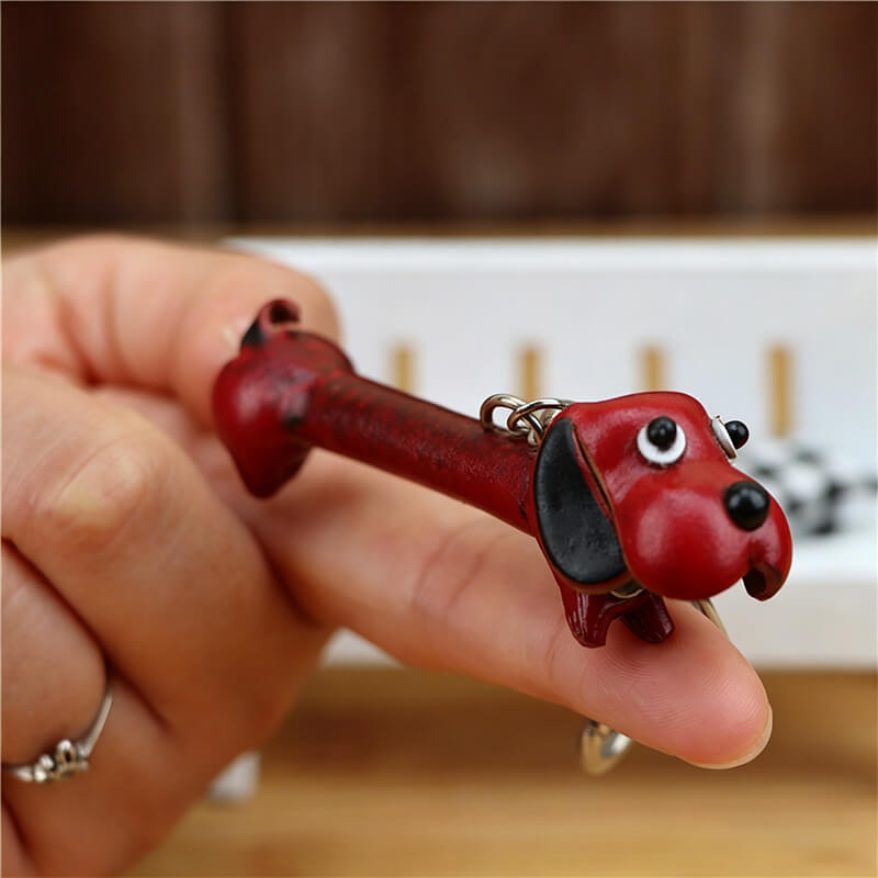 Cute Dog Leather Bag Charm – Babylon Leather - Babylon LeatherBabylon LeatherLLZ21-Brown