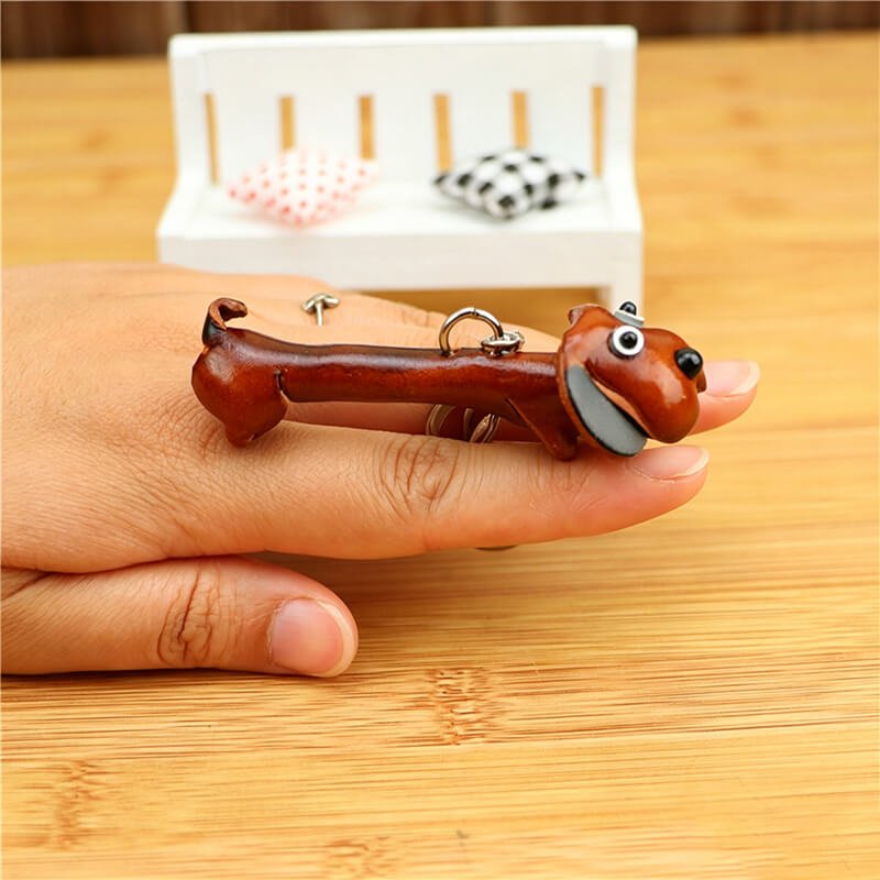 Cute Dog Leather Bag Charm – Babylon Leather - Babylon LeatherBabylon LeatherLLZ21-Brown