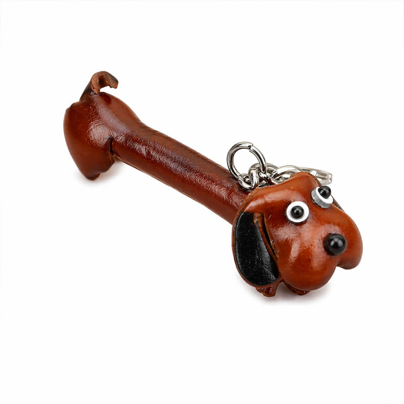Cute Dog Leather Bag Charm – Babylon Leather - Babylon LeatherBabylon LeatherLLZ21-Brown