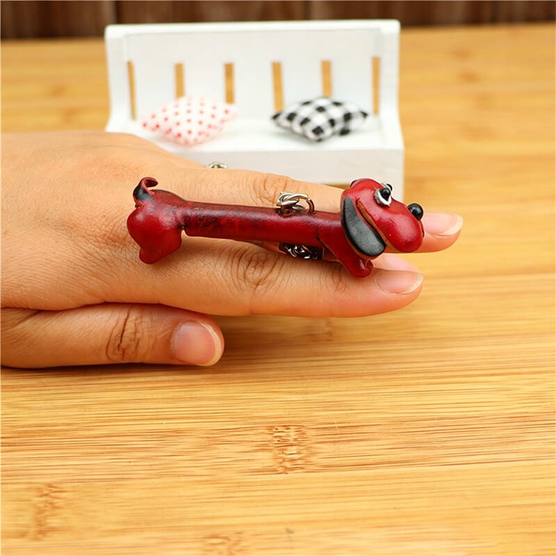 Cute Dog Leather Bag Charm – Babylon Leather - Babylon LeatherBabylon LeatherLLZ21-Red