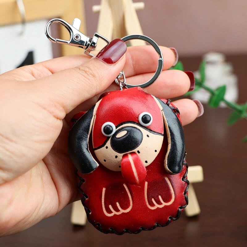 Cute Dog - Shaped Vegetable - Tanned Cowhide Leather Card Holder – Babylon Leather - Babylon LeatherBabylon LeatherLLZ24-Dog-Red