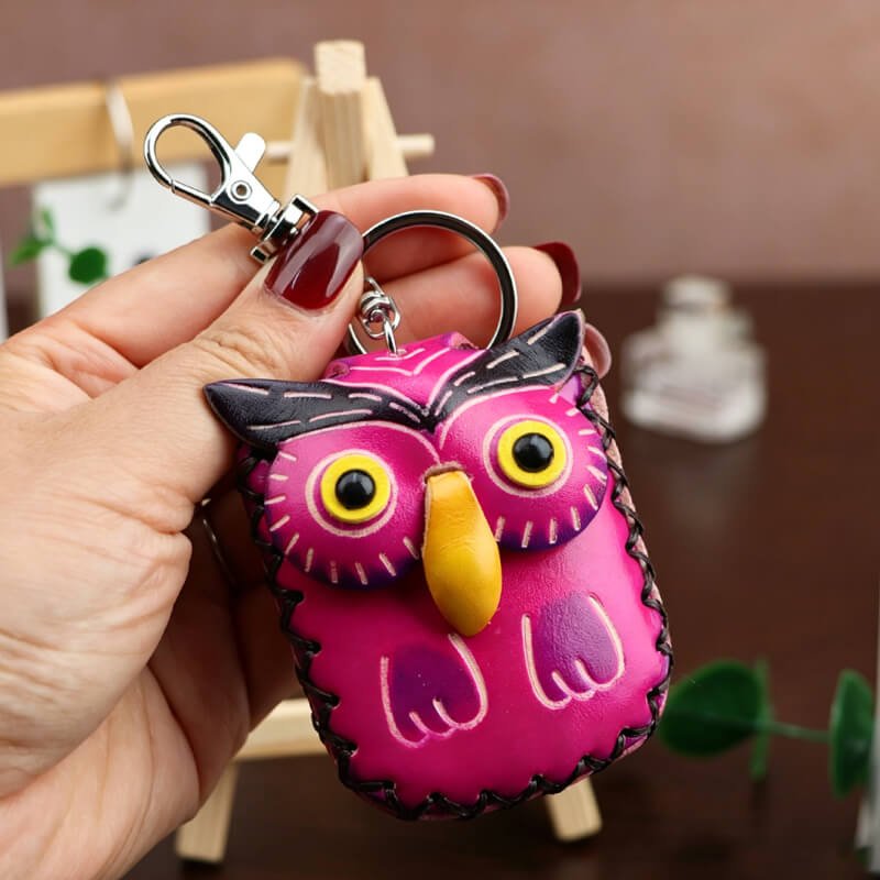 Cute Dog - Shaped Vegetable - Tanned Cowhide Leather Card Holder – Babylon Leather - Babylon LeatherBabylon LeatherLLZ24-Owl-Fuchsia