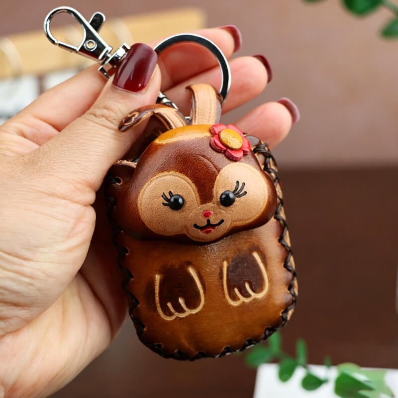 Cute Dog - Shaped Vegetable - Tanned Cowhide Leather Card Holder – Babylon Leather - Babylon LeatherBabylon LeatherLLZ24-Rabbit-Brown