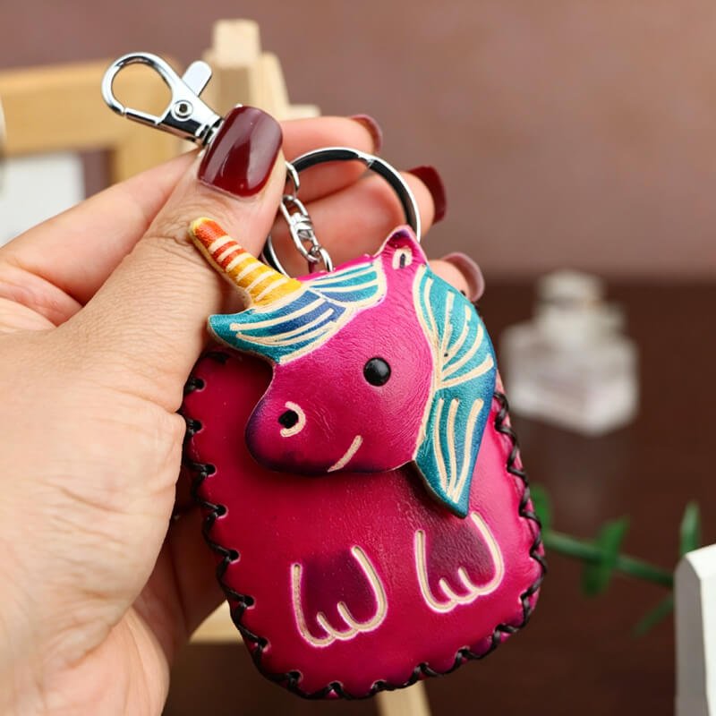 Cute Dog - Shaped Vegetable - Tanned Cowhide Leather Card Holder – Babylon Leather - Babylon LeatherBabylon LeatherLLZ24-Unicorn-Fuchsia