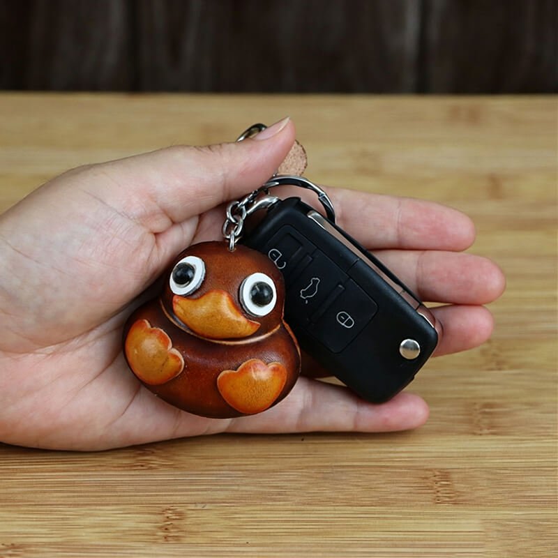 Cute Duck Leather Bag Charm – Babylon Leather - Babylon LeatherBabylon LeatherLLZ40-Brown