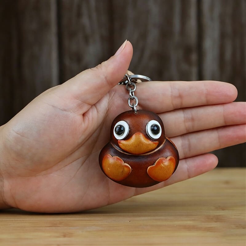 Cute Duck Leather Bag Charm – Babylon Leather - Babylon LeatherBabylon LeatherLLZ40-Brown