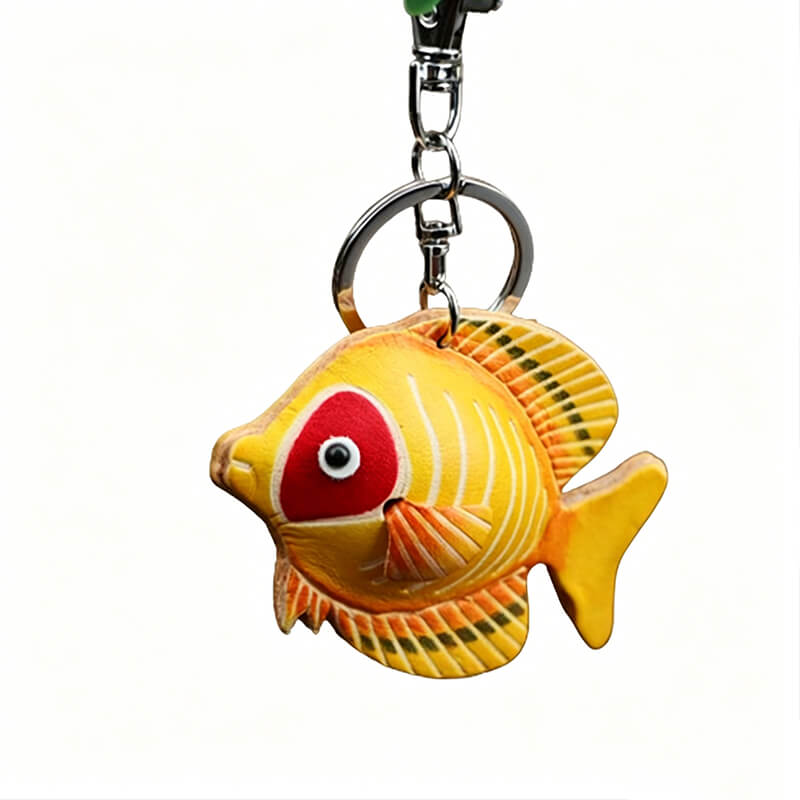Cute Fish Leather Bag Charm – Babylon Leather - Babylon LeatherBabylon LeatherLLZ31-Yellow