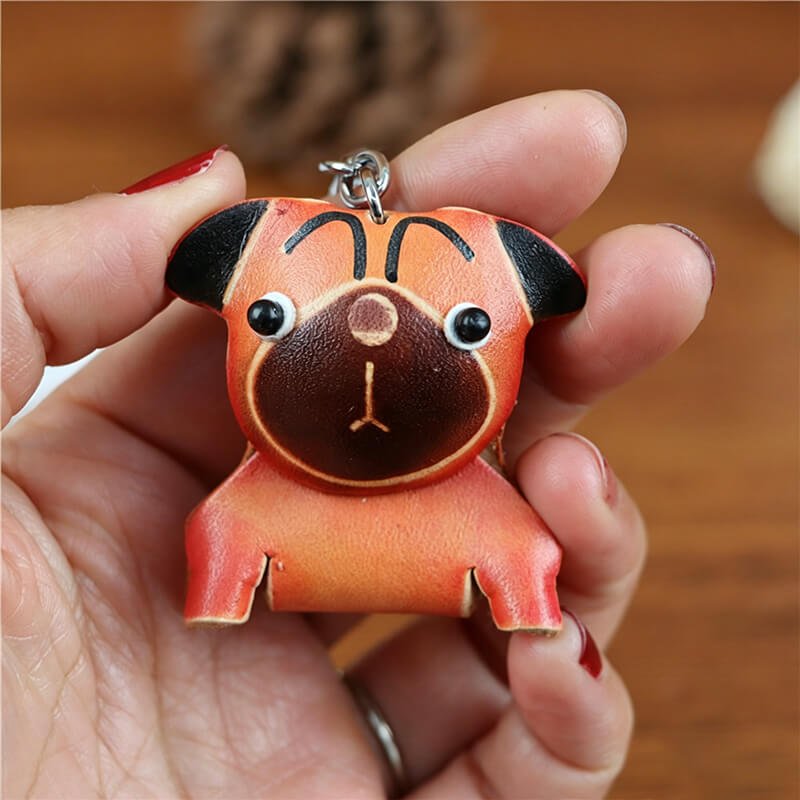 Cute French Bulldog Leather Bag Charm – Babylon Leather - Babylon LeatherBabylon LeatherLLZ105-Brown