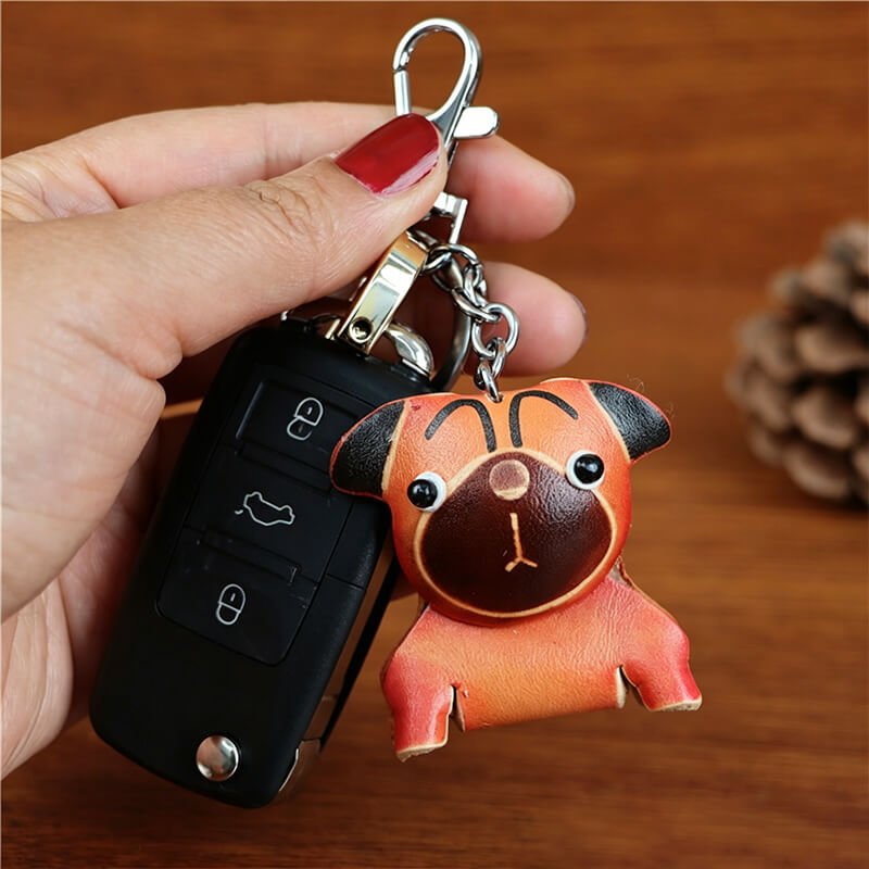 Cute French Bulldog Leather Bag Charm – Babylon Leather - Babylon LeatherBabylon LeatherLLZ105-Brown