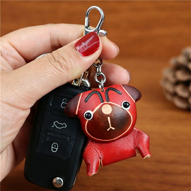 Cute French Bulldog Leather Bag Charm – Babylon Leather - Babylon LeatherBabylon LeatherLLZ105-Red