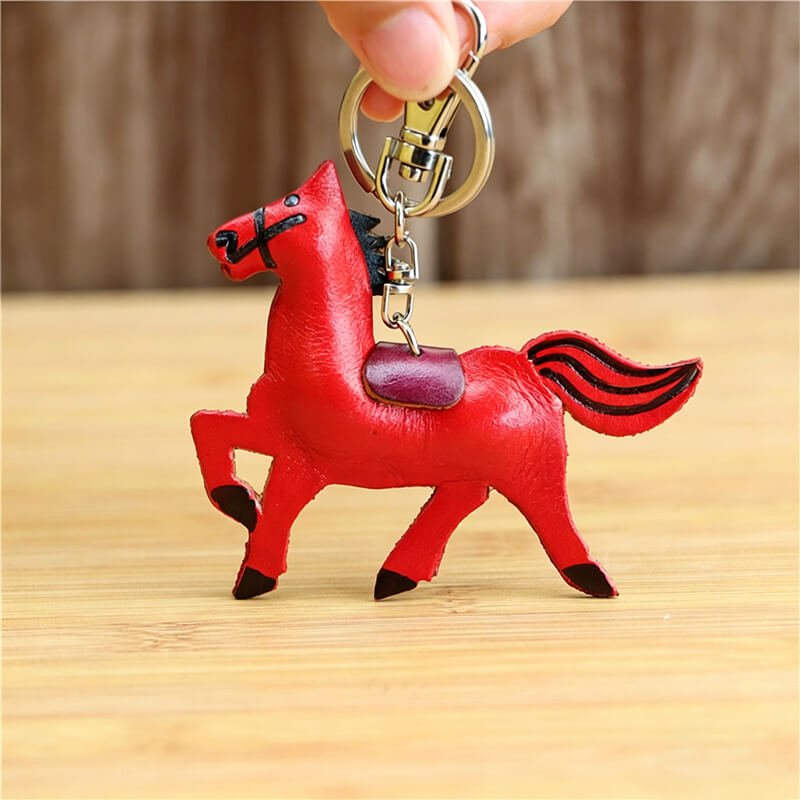 Cute Horse Leather Bag Charm – Babylon Leather - Babylon LeatherBabylon LeatherLLZ10-Red