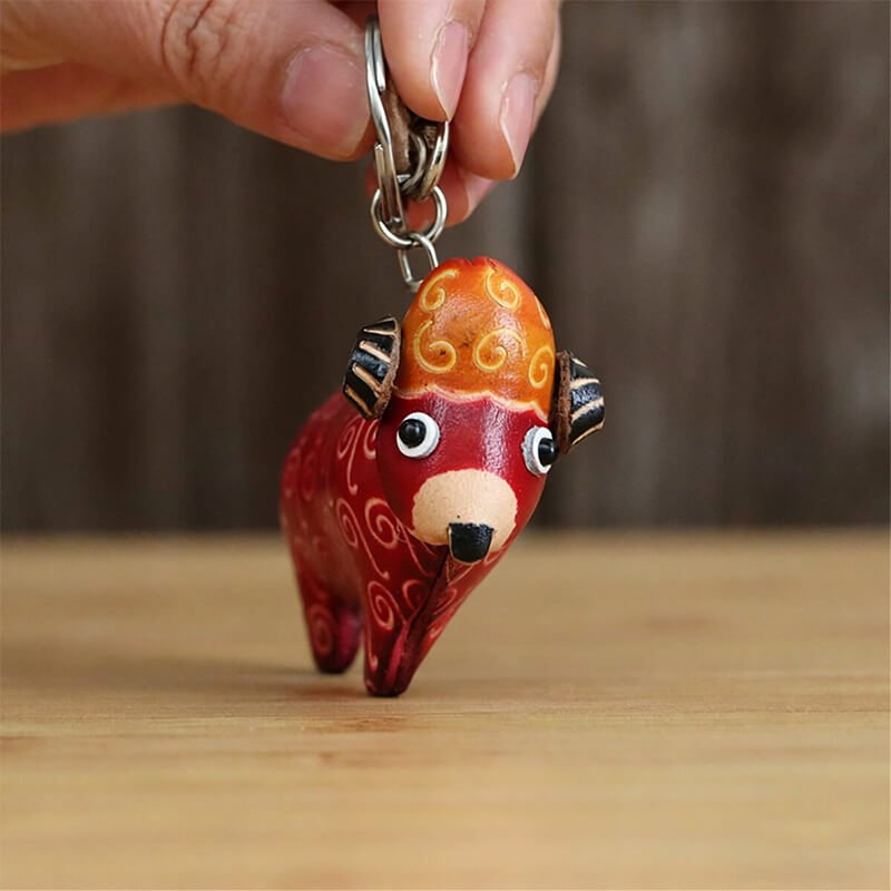 Cute Lamb Leather Bag Charm – Babylon Leather - Babylon LeatherBabylon LeatherLLZ45-Red