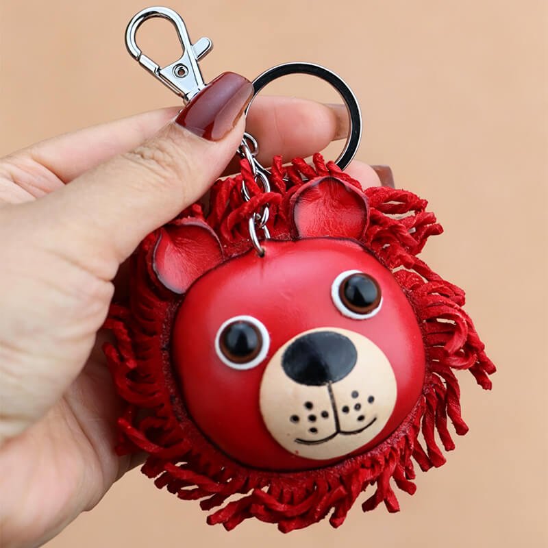 Cute Lion Leather Bag Charm – Babylon Leather - Babylon LeatherBabylon LeatherLLZ47-Red