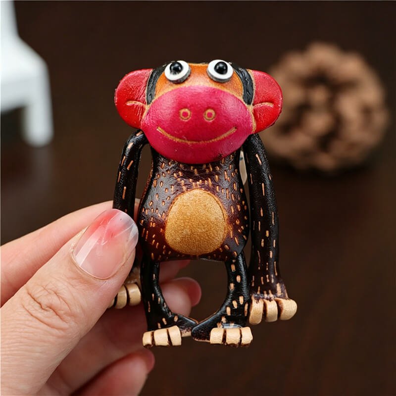 Cute Monkey Leather Bag Charm – Babylon Leather - Babylon LeatherBabylon LeatherLLZ13-Black
