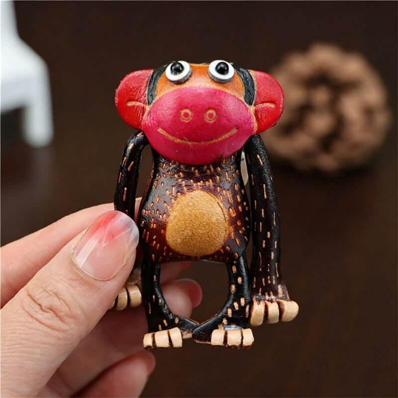 Cute Monkey Leather Bag Charm – Babylon Leather - Babylon LeatherBabylon LeatherLLZ13-Black