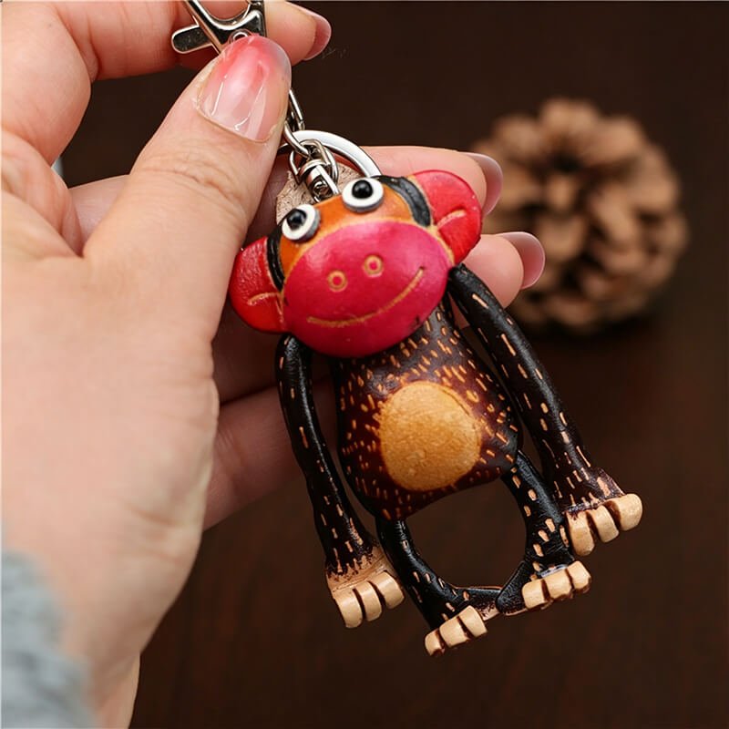 Cute Monkey Leather Bag Charm – Babylon Leather - Babylon LeatherBabylon LeatherLLZ13-Black