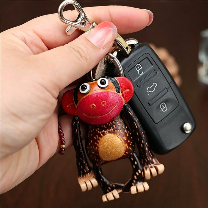 Cute Monkey Leather Bag Charm – Babylon Leather - Babylon LeatherBabylon LeatherLLZ13-Black