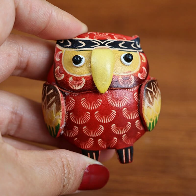 Cute Owl Leather Bag Charm – Babylon Leather - Babylon LeatherBabylon LeatherLLZ60-Red
