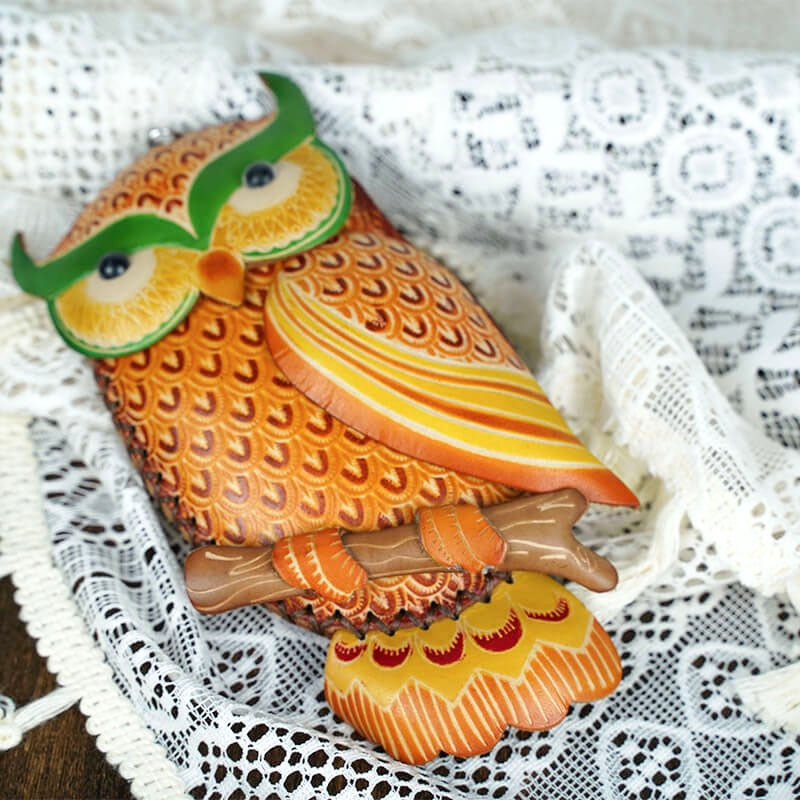 Cute Owl Shaped Leather Charm – Babylon Leather - Babylon LeatherBabylon LeatherLL57-Yellow