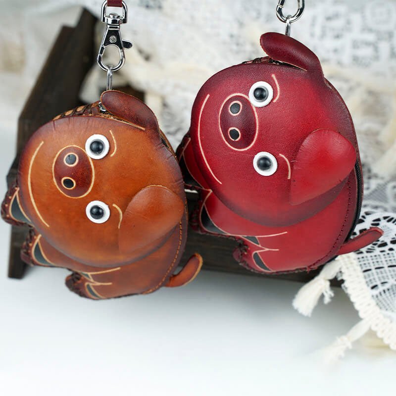 Cute Pig Leather Bag Charm – Babylon Leather - Babylon LeatherBabylon LeatherLL44-Brown