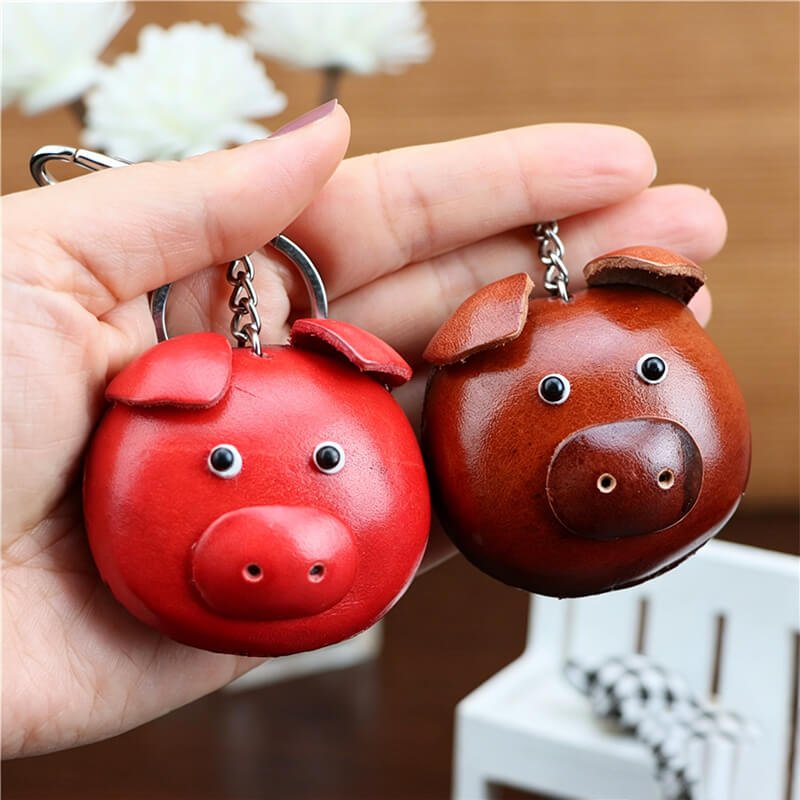 Cute Pig Leather Bag Charm – Babylon Leather - Babylon LeatherBabylon LeatherLLZ04-Red