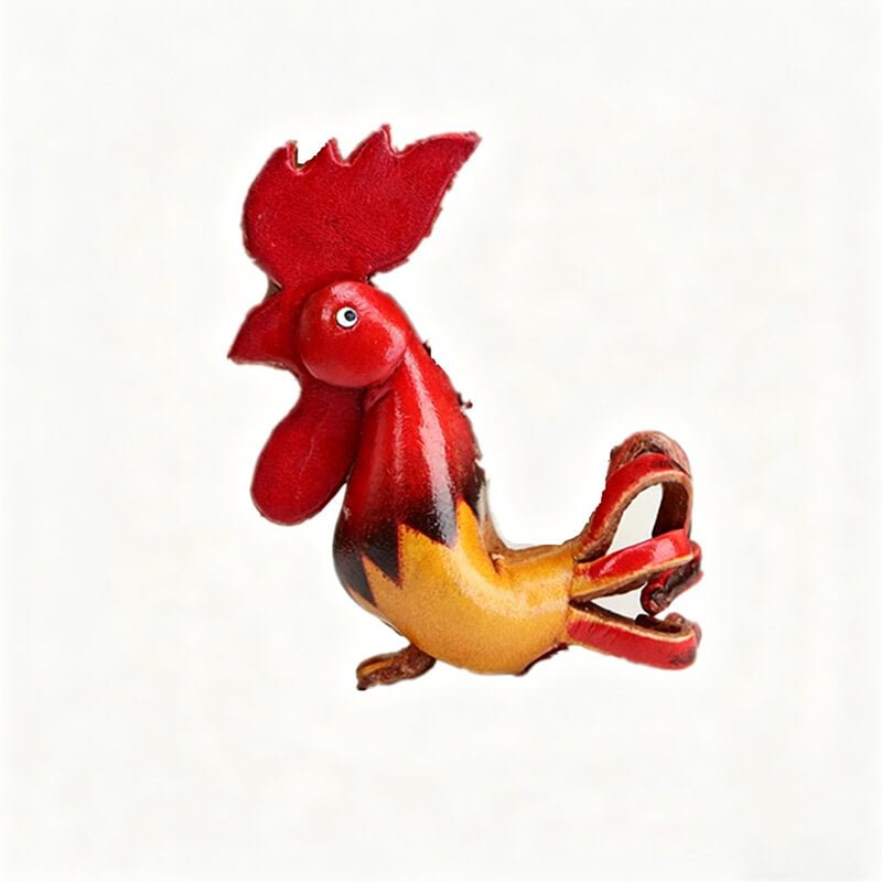 Cute Rooster Leather Bag Charm – Babylon Leather - Babylon LeatherBabylon LeatherLLZ51-Red