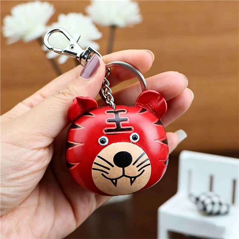 Cute Tiger Leather Bag Charm – Babylon Leather - Babylon LeatherBabylon LeatherLLZ54-Red
