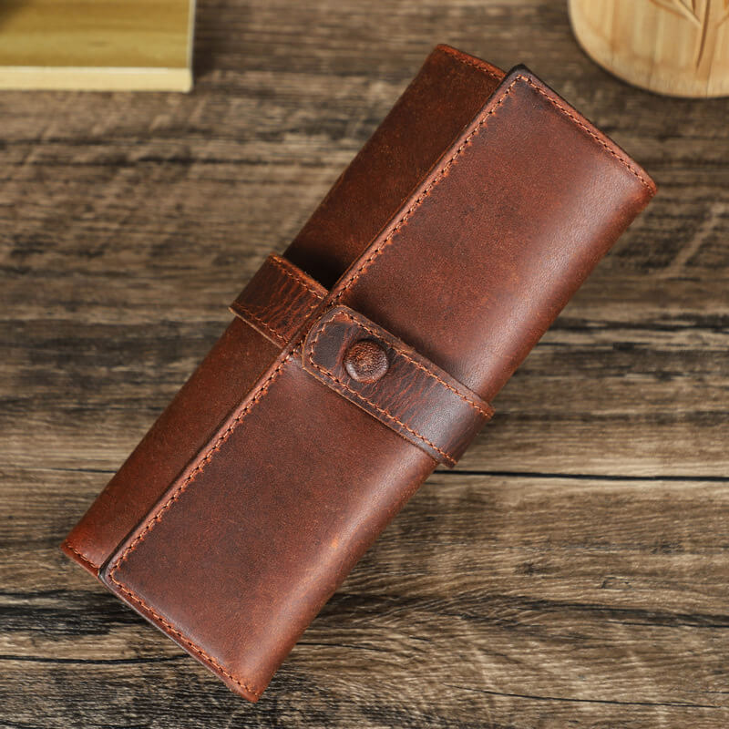 Crazy Horse Leather Watch Wrap Case, 2 Slots – Babylon Leather