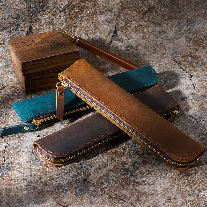 Slim Zip Leather Pencil Case – Babylon Leather