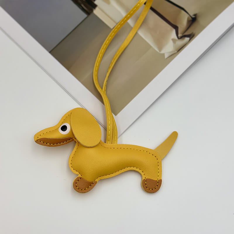 Dachshund Dog PU Leather Bag Charm Keychain - Babylon Leather - Babylon LeatherBabylon LeatherPP22-Yellow