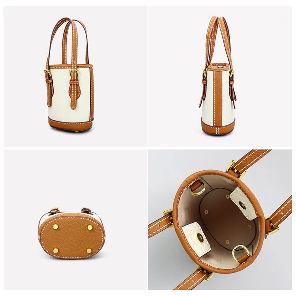 Designer Bucket Bag DIY Kit – Babylon Leather - Babylon LeatherBabylon LeatherSY83 - Caramel & White - White