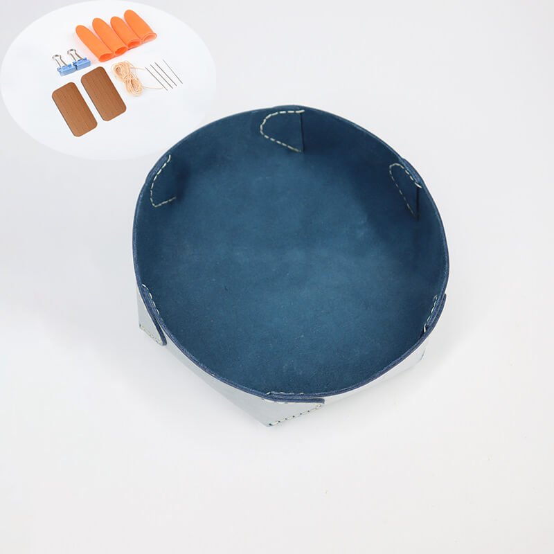 Desktop Catchall Tray Fog Wax Leather DIY Kit – Babylon Leather - Babylon LeatherBabylon LeatherCY04-Blue