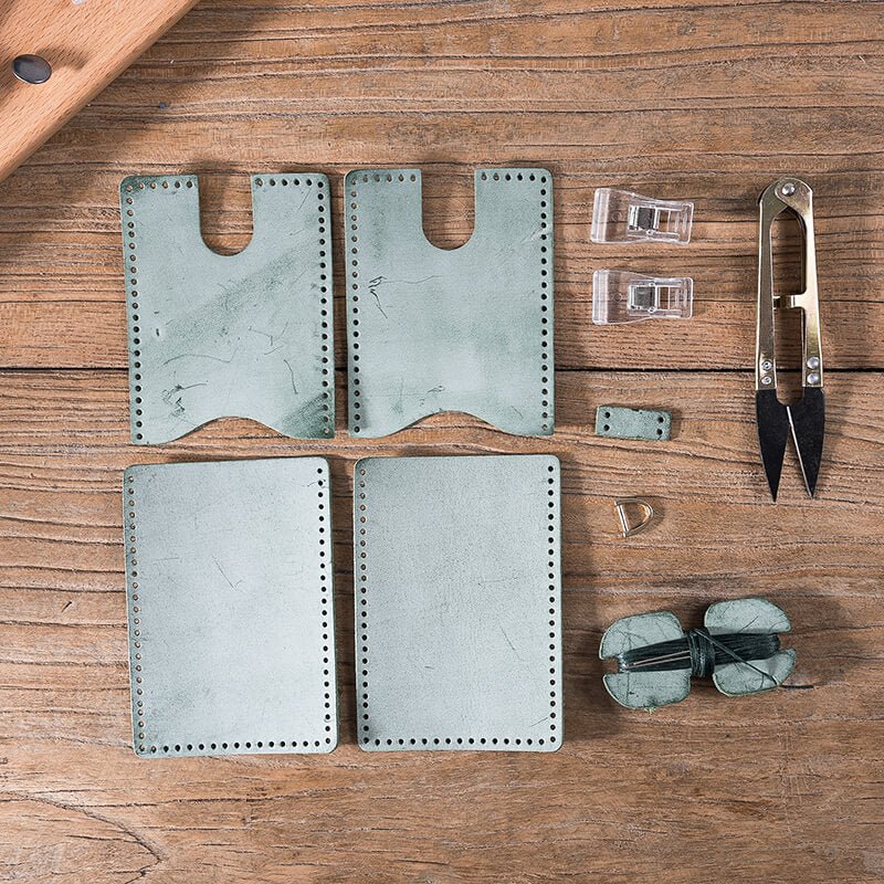 DIY Card Case Leather Kit For Him – Babylon Leather - Babylon LeatherBabylon LeatherLZ19 - Green - Card Case