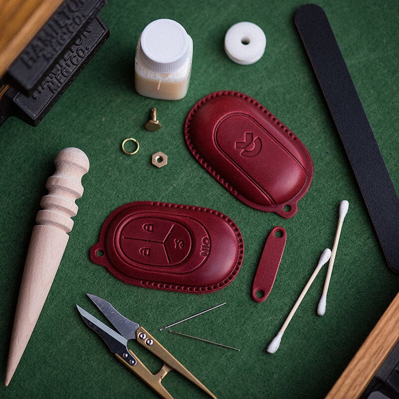 DIY Genuine Leather Car Key Case Kit – Babylon Leather - Babylon LeatherBabylon LeatherLZ79-Red-Veg Tanned Leather