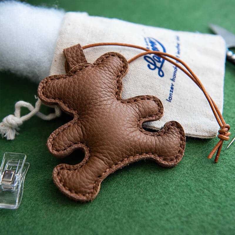 DIY Genuine Leather Teddy Bear Keychain Charm Kit – Babylon Leather - Babylon LeatherBabylon LeatherLZ81-Brown-No Horseshoe Buckle