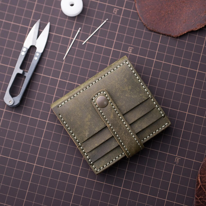 DIY Men’s Wallet Kit in Fog Wax Leather – Babylon Leather - Babylon LeatherBabylon LeatherLZ01 - Green - Nubuck Leather