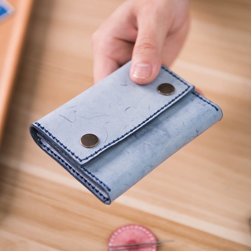 DIY Mens Wallet Making Kits Gifts – Babylon Leather - Babylon LeatherBabylon LeatherLZ17 - Blue - Fog Wax Leather