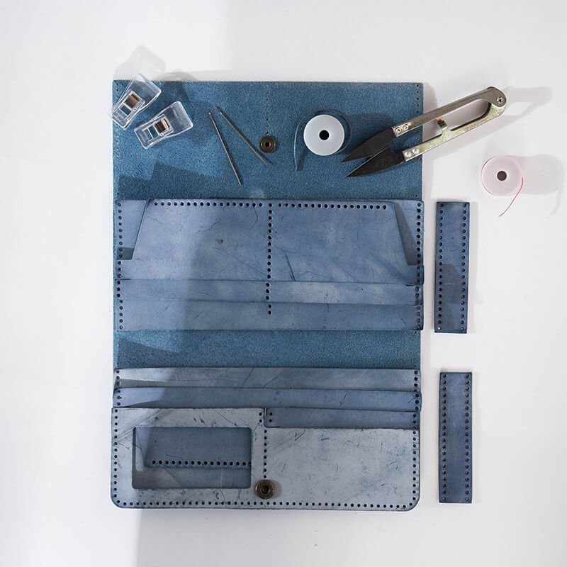 DIY Minimalist Leather Wallet for Mens – Babylon Leather - Babylon LeatherBabylon LeatherLZ10 - Blue - Fog Wax Leather
