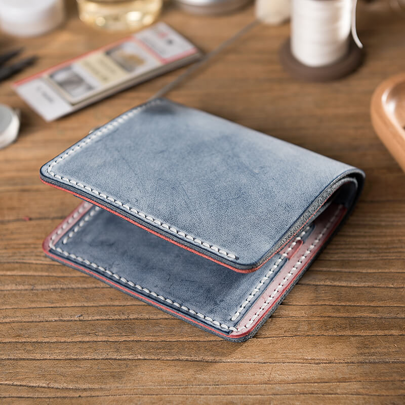 DIY Minimalist Wallet Mens Gift – Babylon Leather - Babylon LeatherBabylon LeatherLZ05 - Black & Blue - Fog Wax Leather - Card Slot