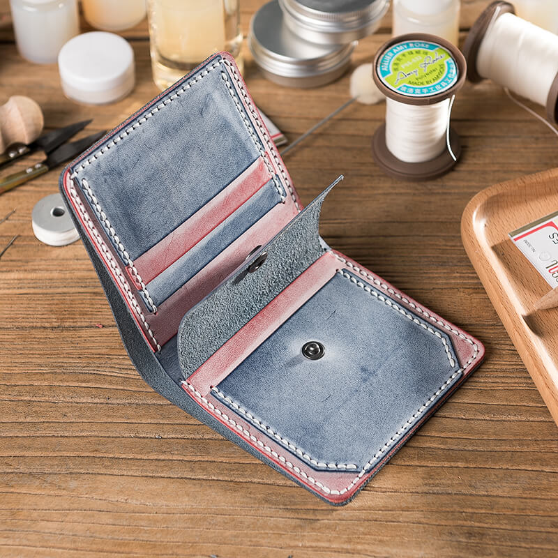 DIY Minimalist Wallet Mens Gift – Babylon Leather - Babylon LeatherBabylon LeatherLZ05 - Black & Blue - Fog Wax Leather - Card Slot