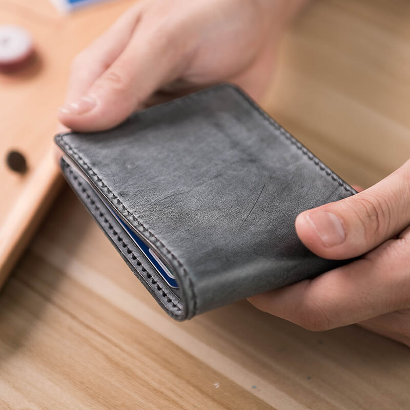 DIY Wallet for Him Leather Mens Wallet – Babylon Leather - Babylon LeatherBabylon LeatherLZ03 - Black - Fog Wax Leather - With ID Window