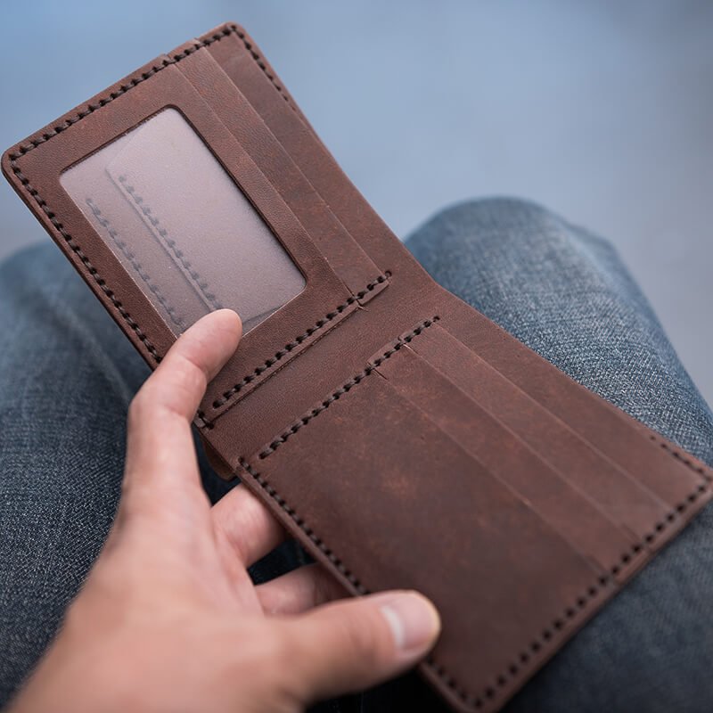 DIY Wallet for Him Leather Mens Wallet – Babylon Leather - Babylon LeatherBabylon LeatherLZ03 - Coffee - Crazy Horse Leather - With ID Window