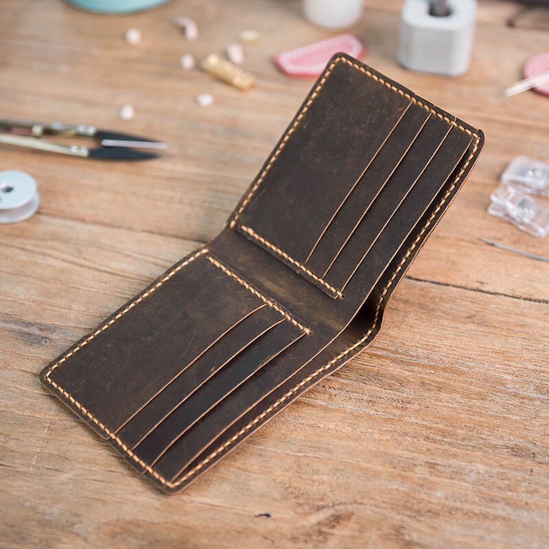 DIY Wallet for Him Leather Mens Wallet – Babylon Leather - Babylon LeatherBabylon LeatherLZ03 - Yellow - Crazy Horse Leather - Card Slot