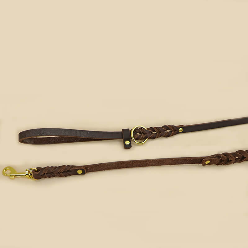Dog Collar & Leash Set in Full - Grain Leather – Babylon Leather - Babylon LeatherBabylon LeatherLP03-Brown-1